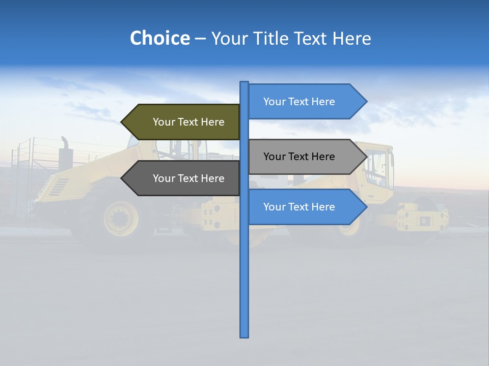 Tractor On Construction Site. PowerPoint Template