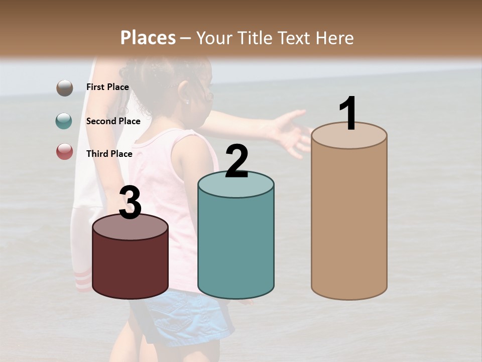 Two Girls Standing On The Shore Of Lake Michigan PowerPoint Template