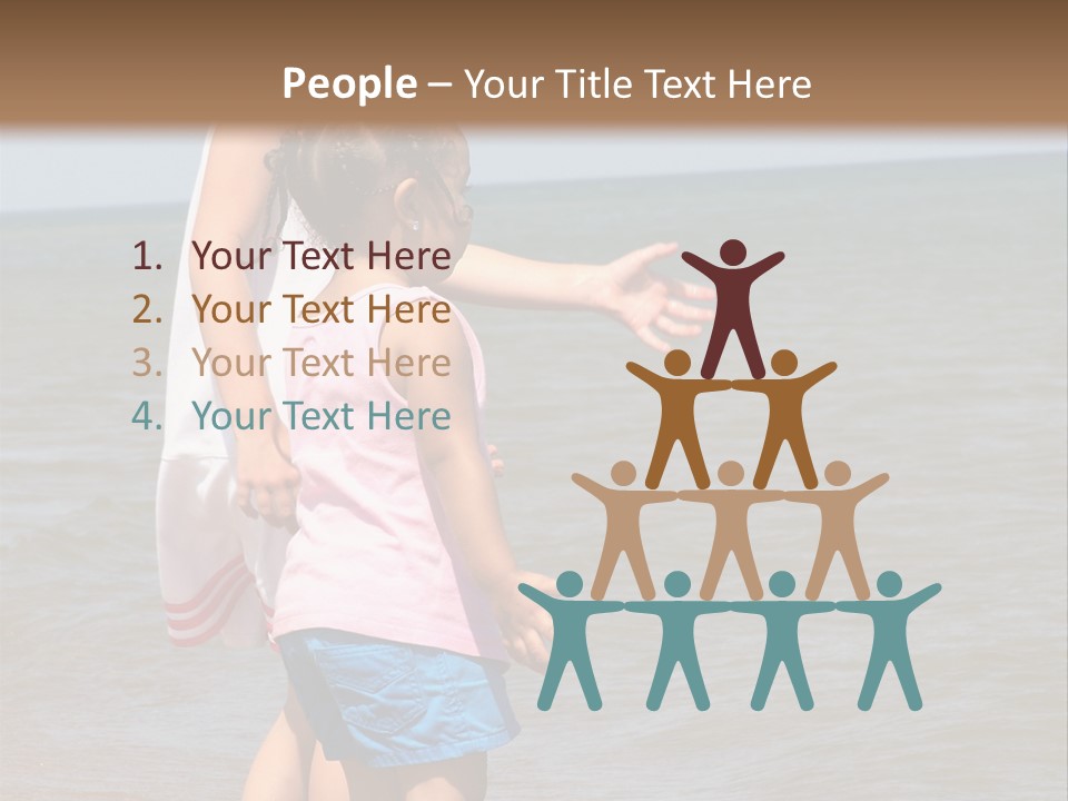 Two Girls Standing On The Shore Of Lake Michigan PowerPoint Template