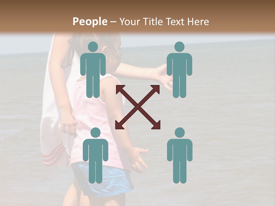 Two Girls Standing On The Shore Of Lake Michigan PowerPoint Template