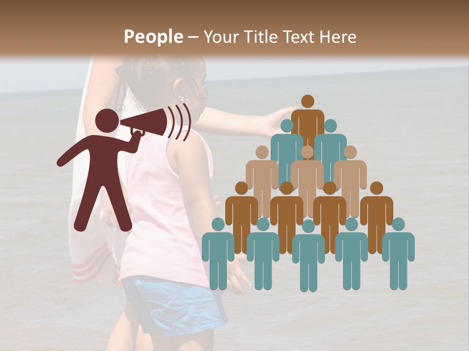 Two Girls Standing On The Shore Of Lake Michigan PowerPoint Template