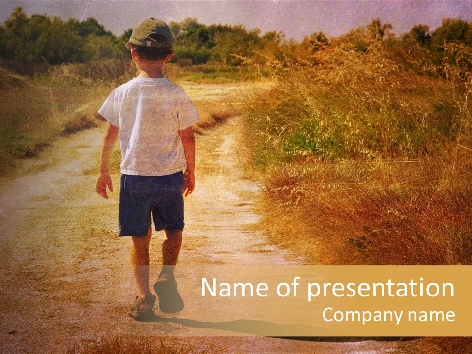 Child On The Road PowerPoint Template