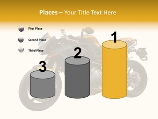 A Yellow And Black Motorcycle On A White Background PowerPoint Template