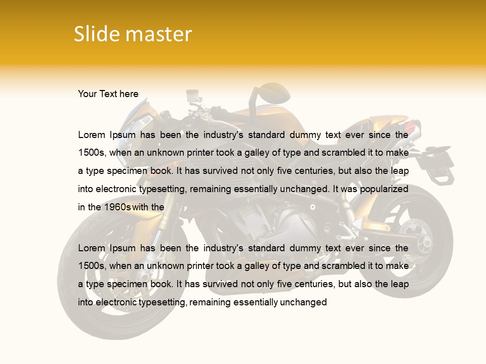 A Yellow And Black Motorcycle On A White Background PowerPoint Template