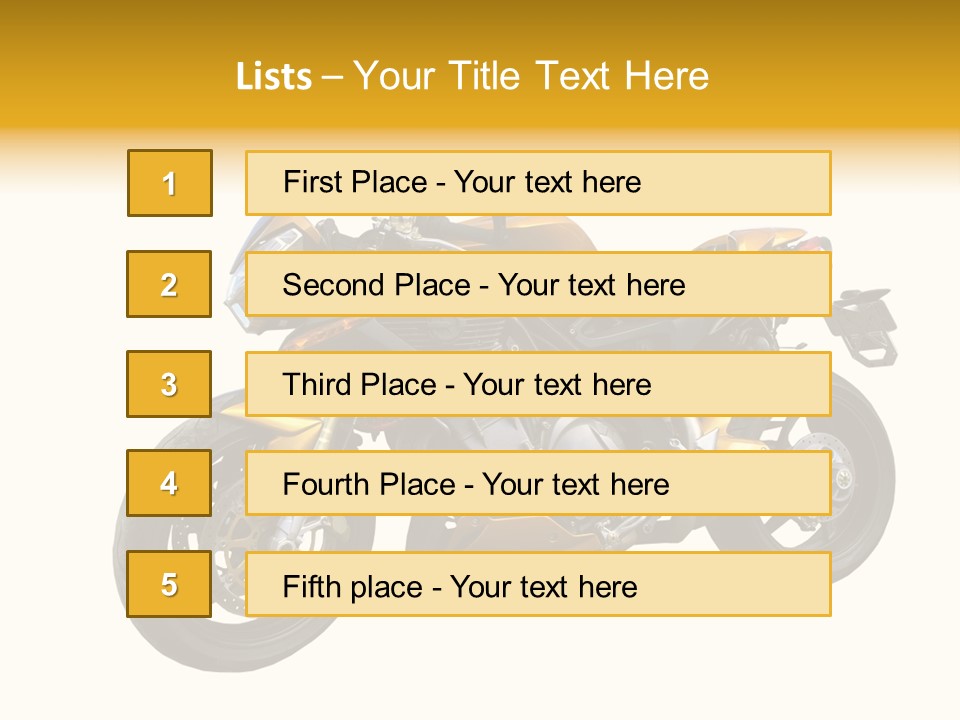 A Yellow And Black Motorcycle On A White Background PowerPoint Template