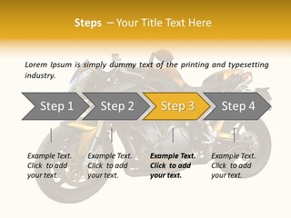 A Yellow And Black Motorcycle On A White Background PowerPoint Template