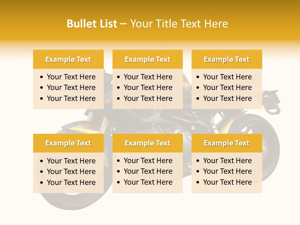 A Yellow And Black Motorcycle On A White Background PowerPoint Template