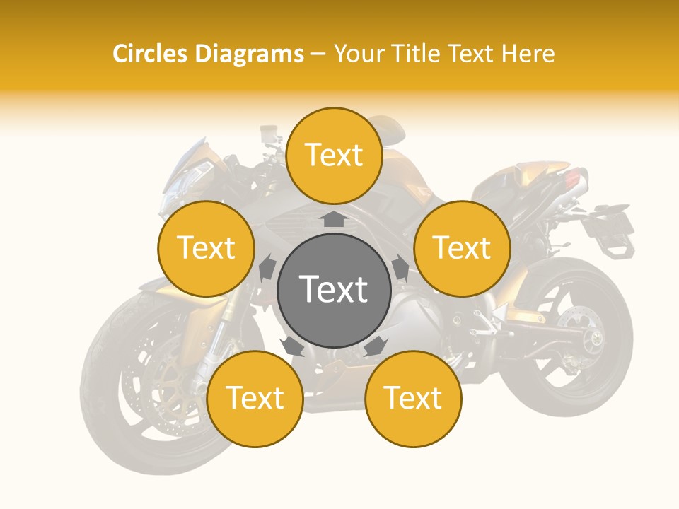 A Yellow And Black Motorcycle On A White Background PowerPoint Template