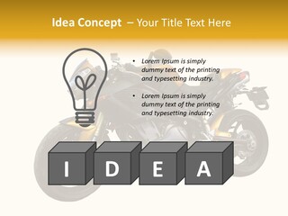 A Yellow And Black Motorcycle On A White Background PowerPoint Template