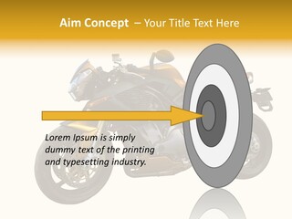 A Yellow And Black Motorcycle On A White Background PowerPoint Template
