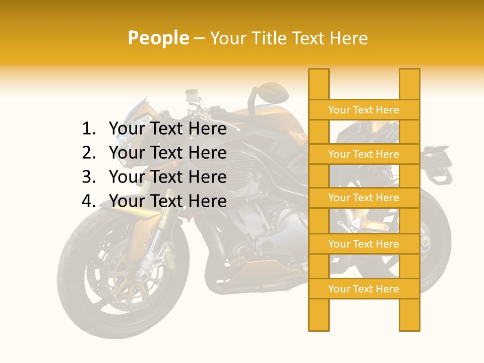 A Yellow And Black Motorcycle On A White Background PowerPoint Template