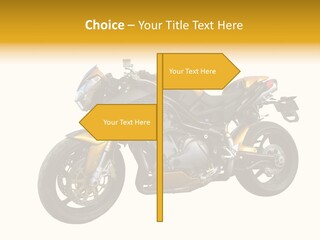 A Yellow And Black Motorcycle On A White Background PowerPoint Template