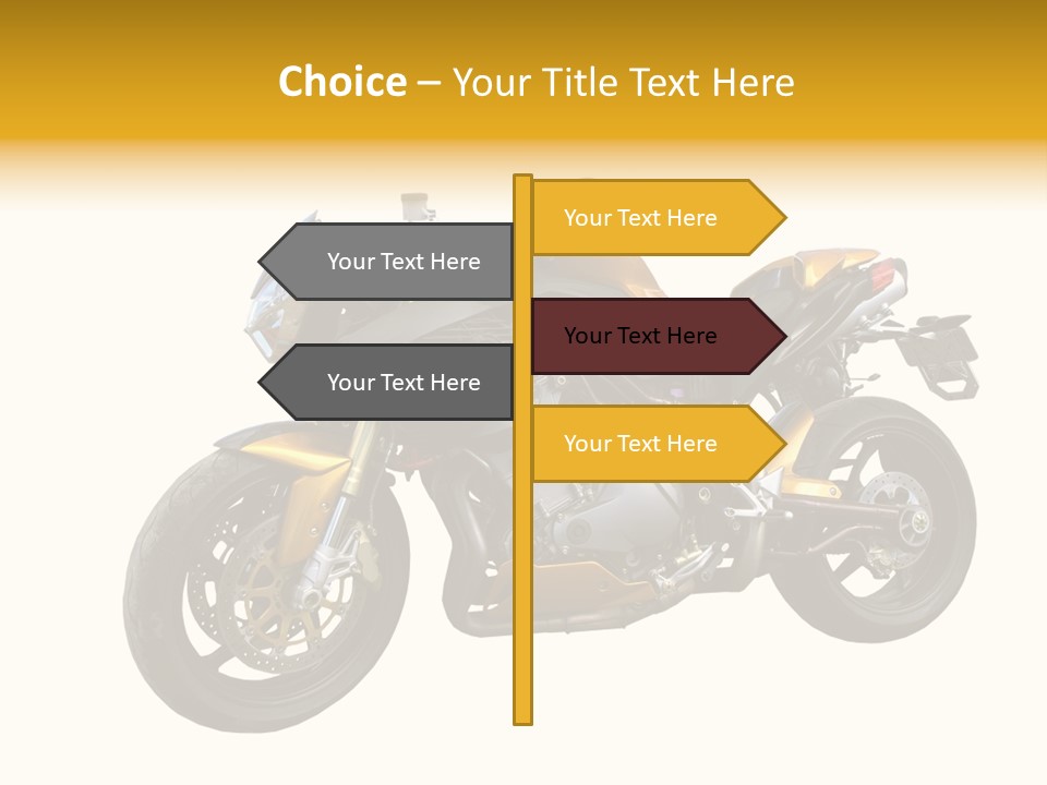 A Yellow And Black Motorcycle On A White Background PowerPoint Template