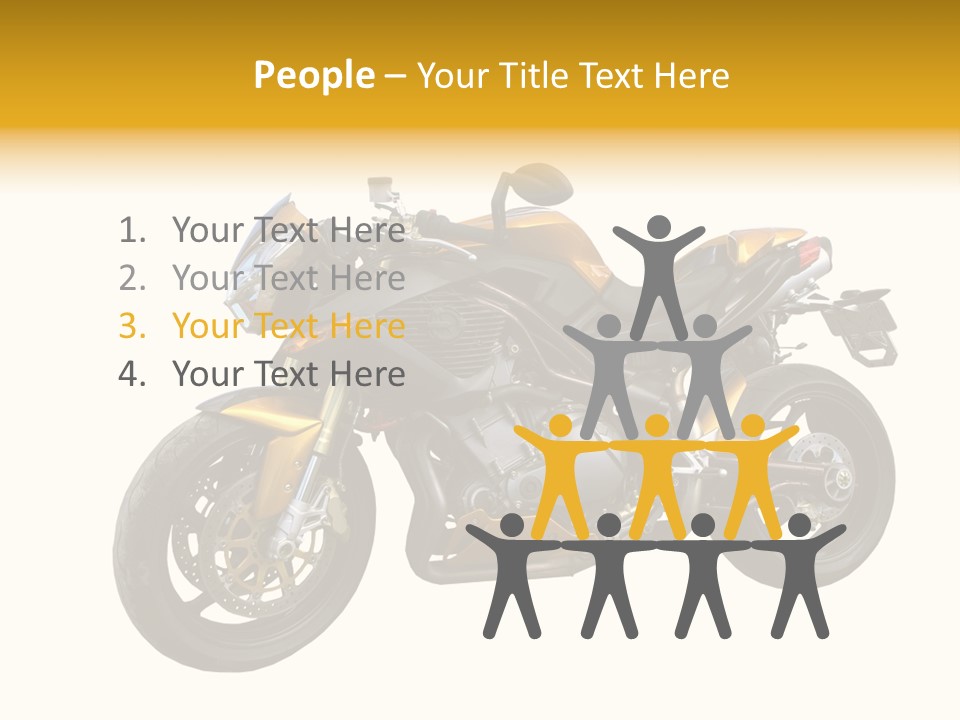 A Yellow And Black Motorcycle On A White Background PowerPoint Template