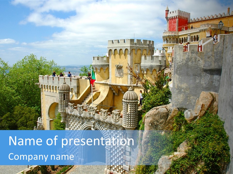 A Castle On A Cliff With A Blue Sky In The Background PowerPoint Template