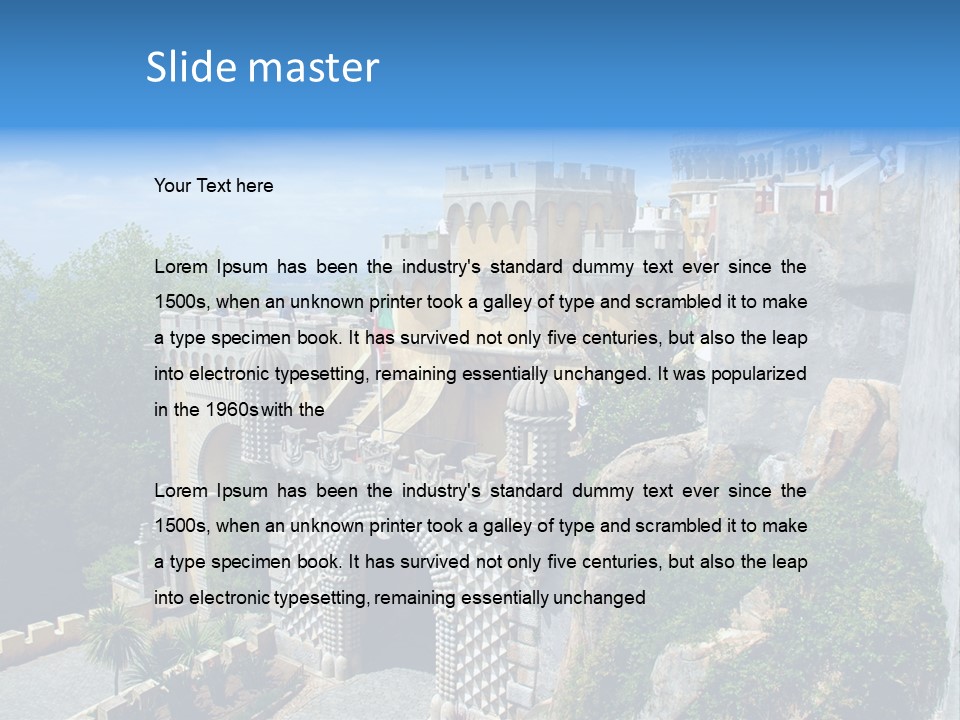 A Castle On A Cliff With A Blue Sky In The Background PowerPoint Template