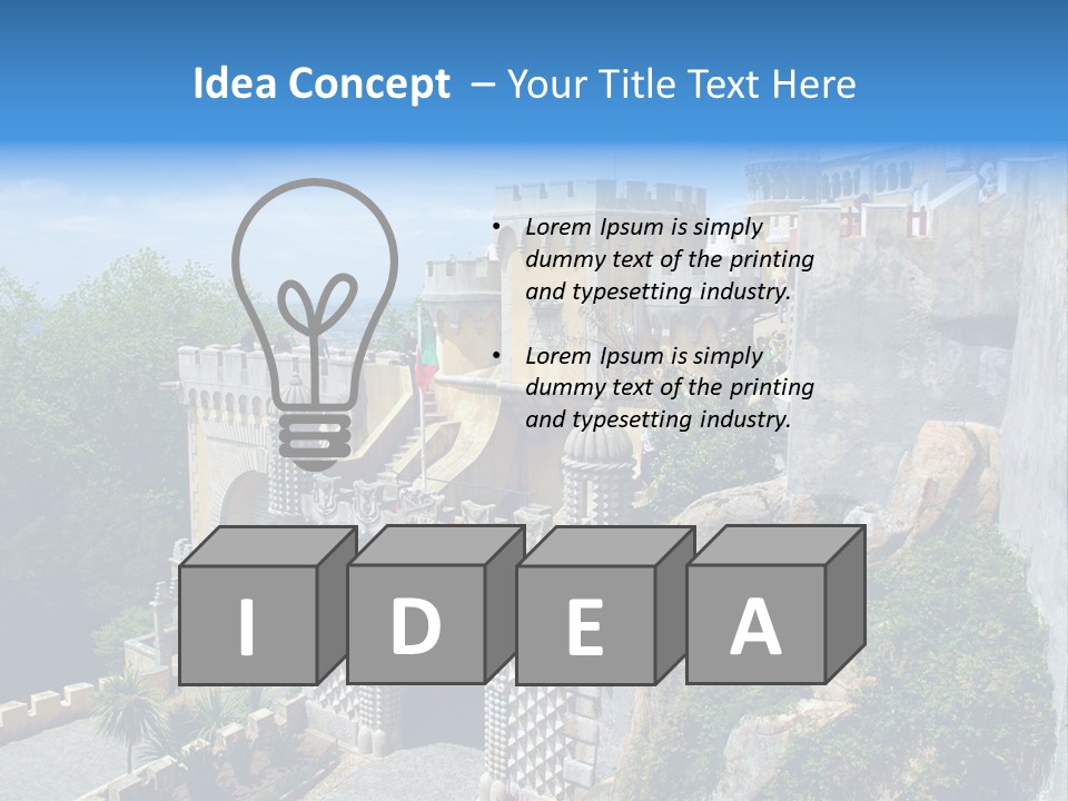 A Castle On A Cliff With A Blue Sky In The Background PowerPoint Template