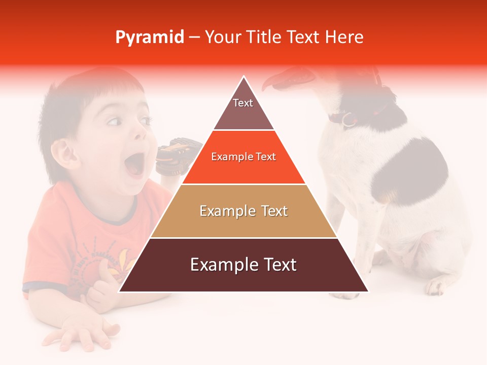 Toddler Boy On Floor Playing With Dog. Shot In Studio Over White. PowerPoint Template