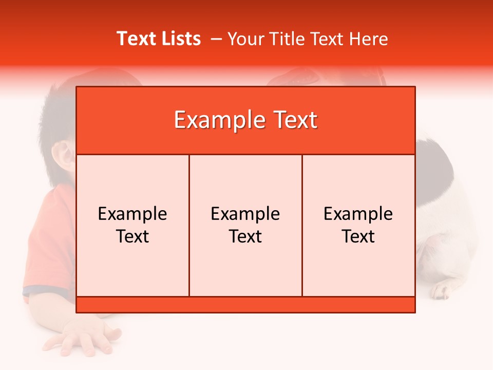 Toddler Boy On Floor Playing With Dog. Shot In Studio Over White. PowerPoint Template