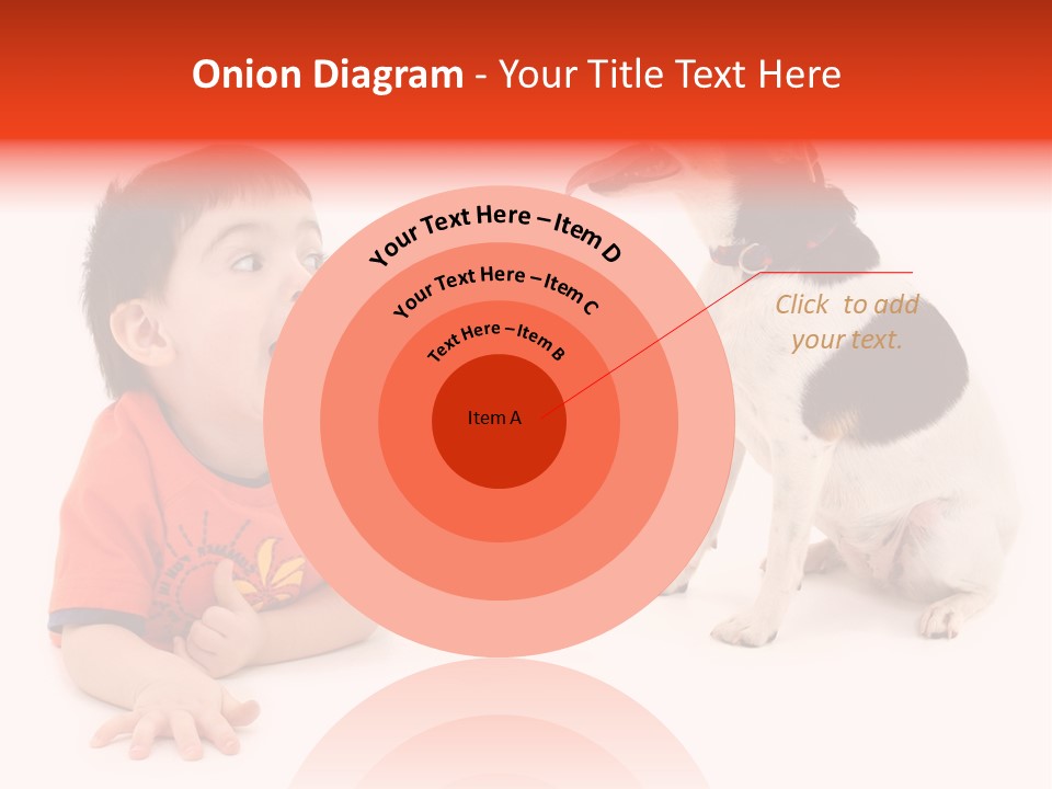 Toddler Boy On Floor Playing With Dog. Shot In Studio Over White. PowerPoint Template