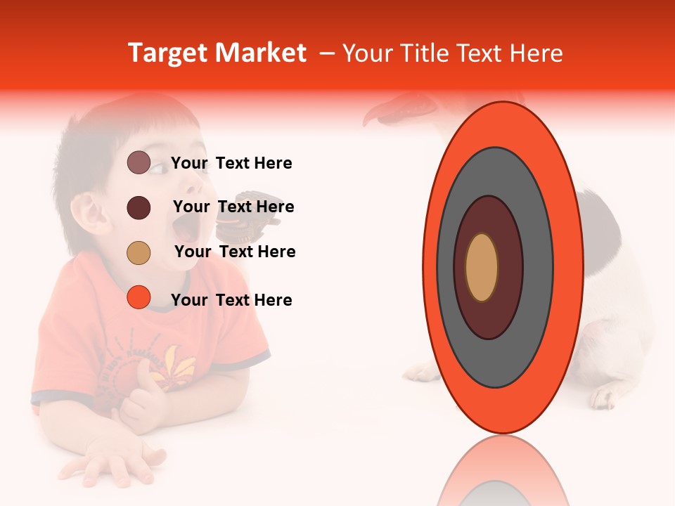 Toddler Boy On Floor Playing With Dog. Shot In Studio Over White. PowerPoint Template