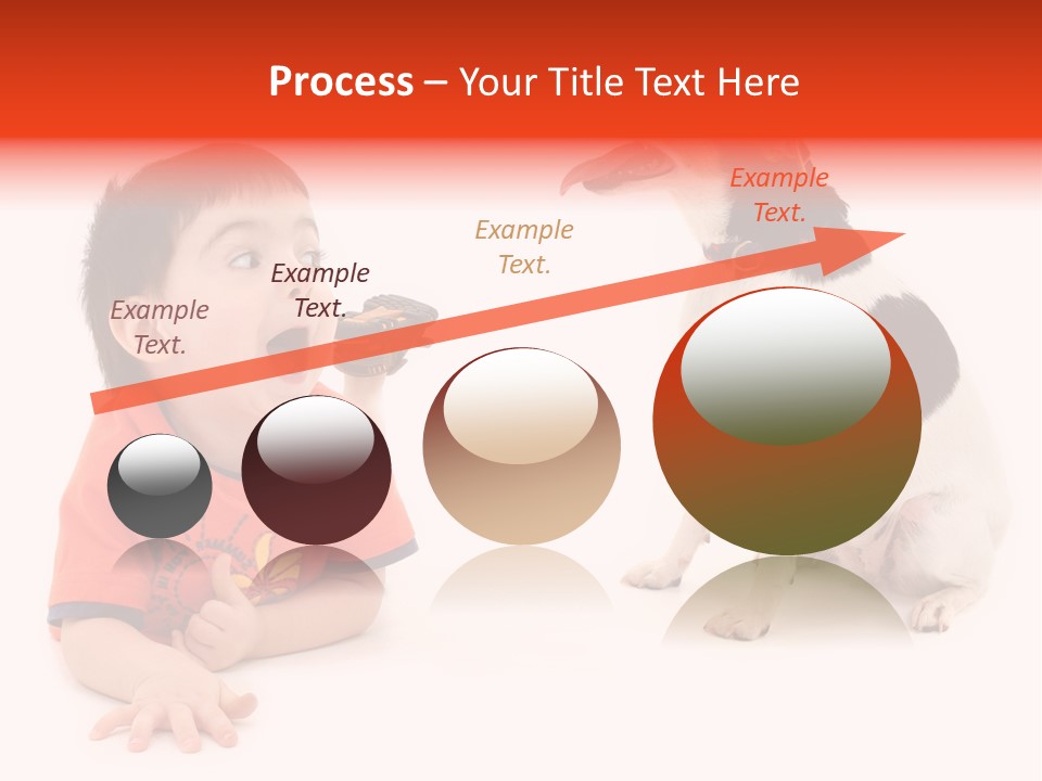 Toddler Boy On Floor Playing With Dog. Shot In Studio Over White. PowerPoint Template