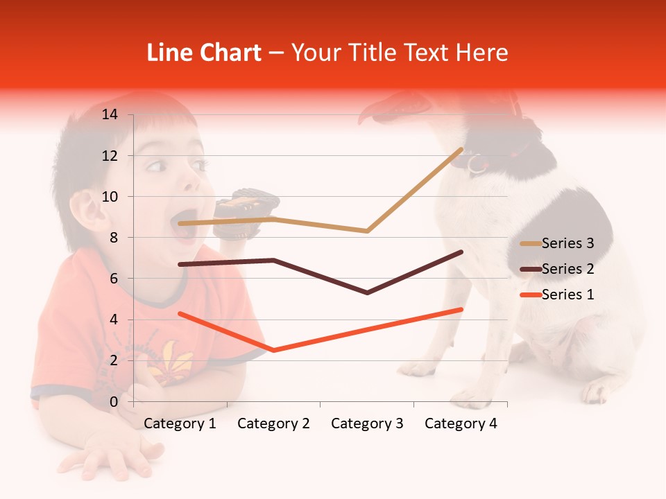 Toddler Boy On Floor Playing With Dog. Shot In Studio Over White. PowerPoint Template