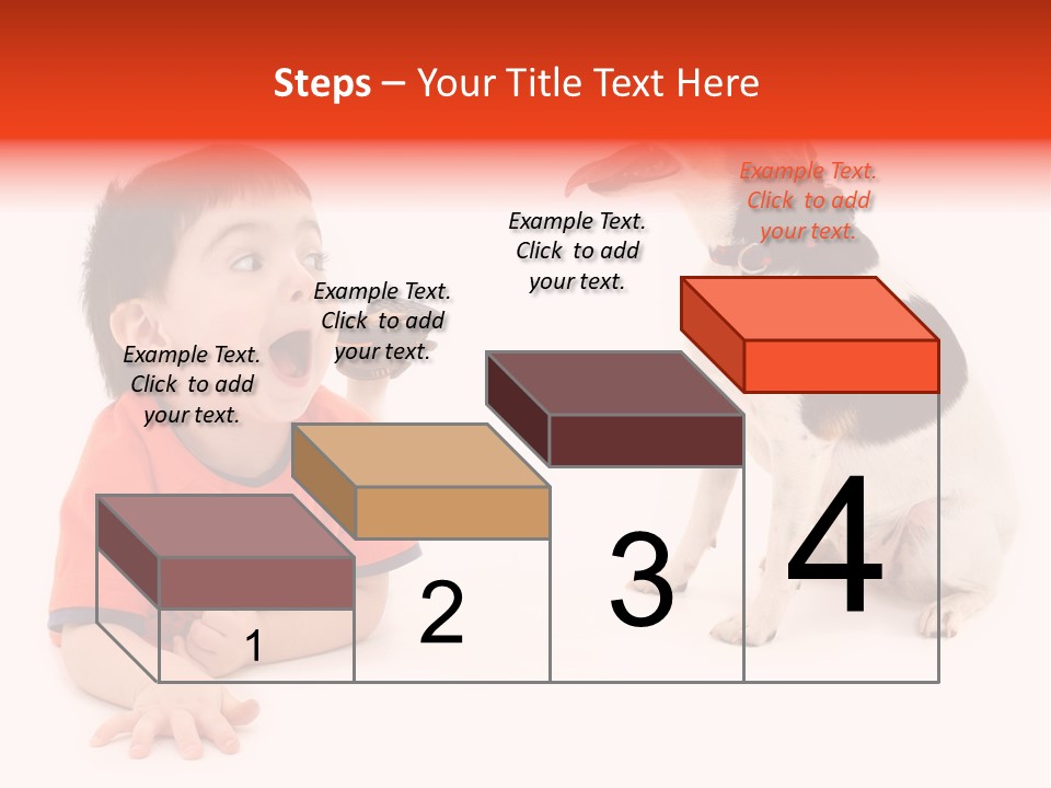 Toddler Boy On Floor Playing With Dog. Shot In Studio Over White. PowerPoint Template