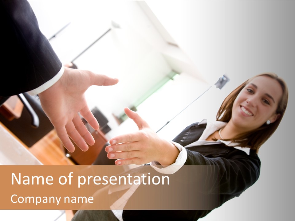 Business Deal In An Office - Focus Is On The Hands PowerPoint Template