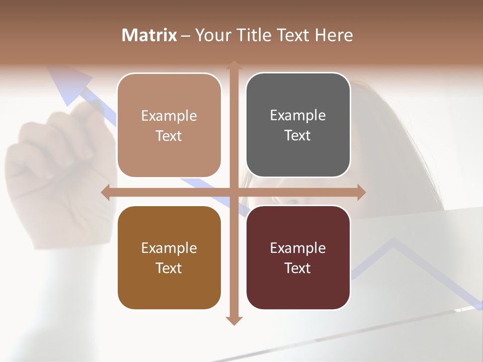 Business Woman Drawing A Graph On A Glass Window In An Office - Focus Is On Graph PowerPoint Template