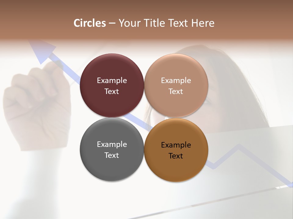 Business Woman Drawing A Graph On A Glass Window In An Office - Focus Is On Graph PowerPoint Template