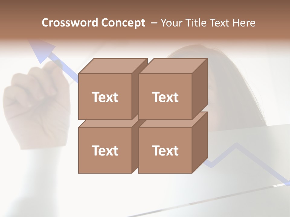 Business Woman Drawing A Graph On A Glass Window In An Office - Focus Is On Graph PowerPoint Template