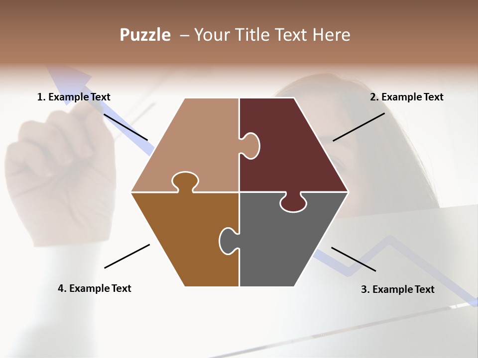 Business Woman Drawing A Graph On A Glass Window In An Office - Focus Is On Graph PowerPoint Template