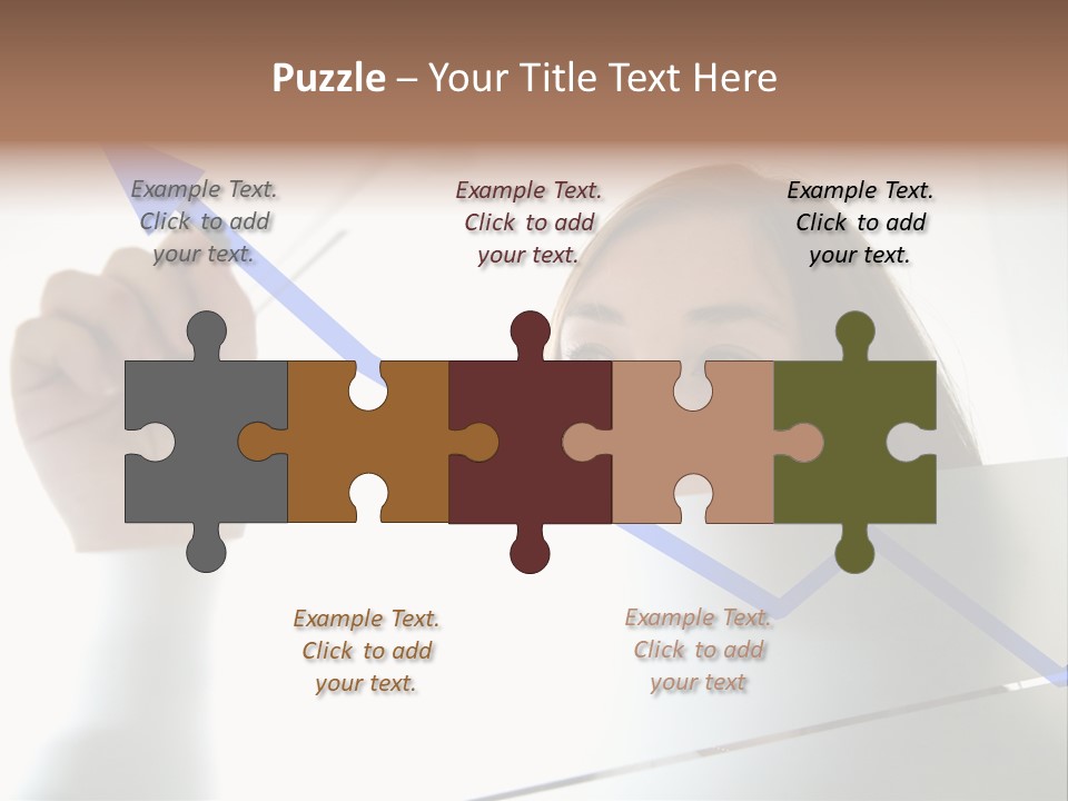 Business Woman Drawing A Graph On A Glass Window In An Office - Focus Is On Graph PowerPoint Template
