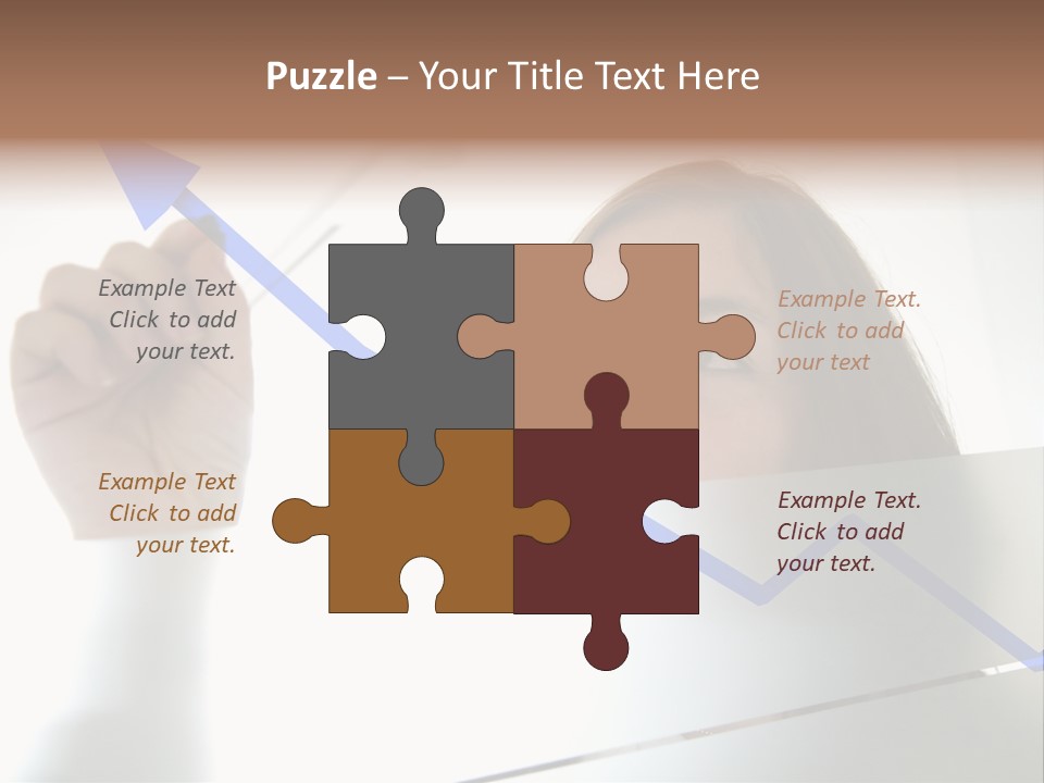 Business Woman Drawing A Graph On A Glass Window In An Office - Focus Is On Graph PowerPoint Template
