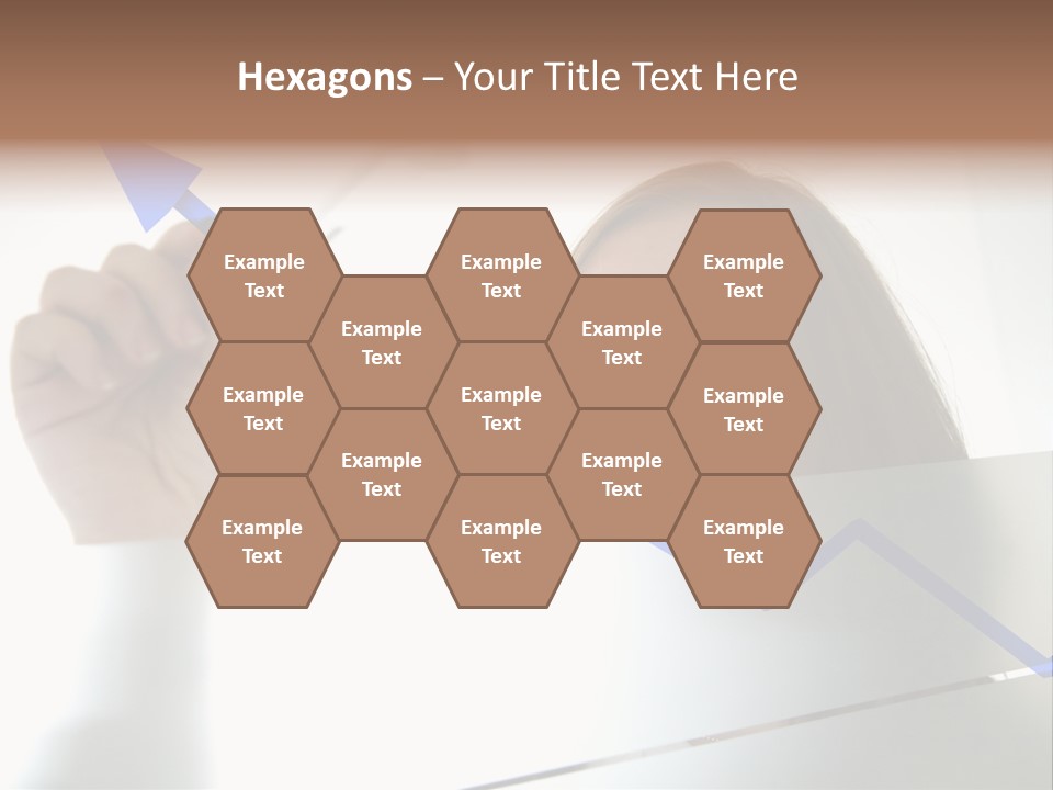Business Woman Drawing A Graph On A Glass Window In An Office - Focus Is On Graph PowerPoint Template