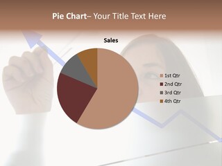 Business Woman Drawing A Graph On A Glass Window In An Office - Focus Is On Graph PowerPoint Template