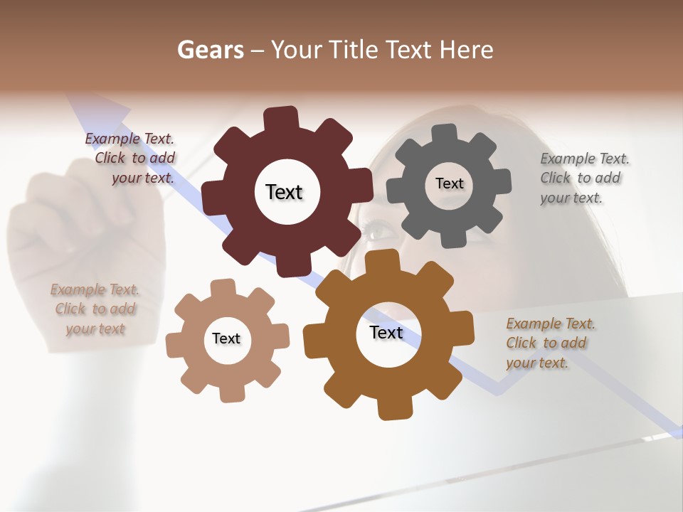 Business Woman Drawing A Graph On A Glass Window In An Office - Focus Is On Graph PowerPoint Template