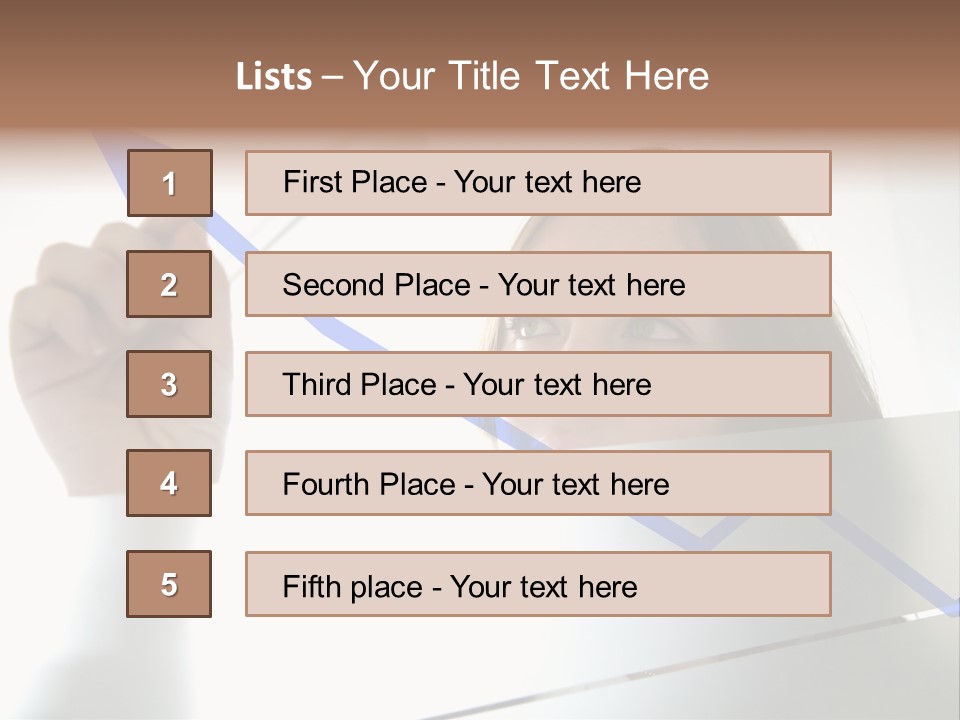 Business Woman Drawing A Graph On A Glass Window In An Office - Focus Is On Graph PowerPoint Template