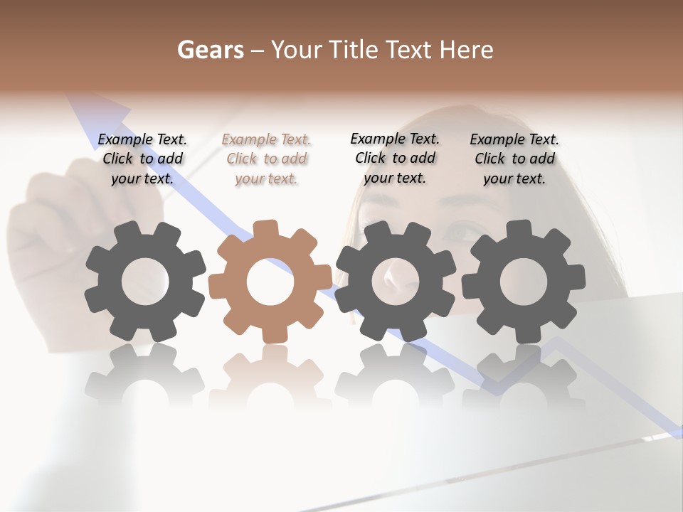 Business Woman Drawing A Graph On A Glass Window In An Office - Focus Is On Graph PowerPoint Template