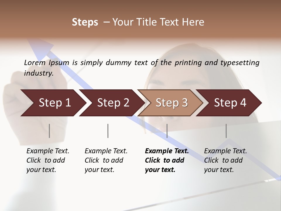Business Woman Drawing A Graph On A Glass Window In An Office - Focus Is On Graph PowerPoint Template
