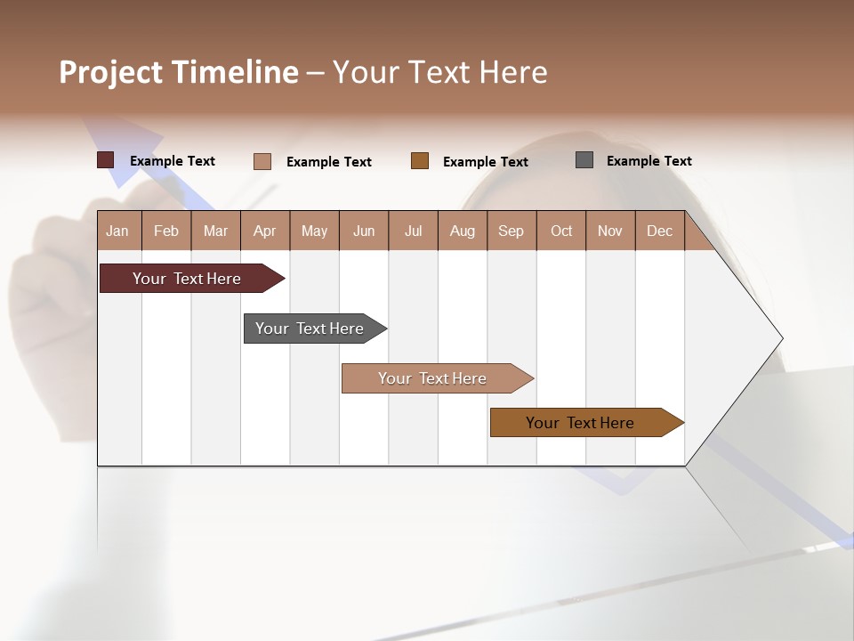 Business Woman Drawing A Graph On A Glass Window In An Office - Focus Is On Graph PowerPoint Template