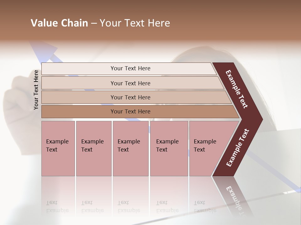 Business Woman Drawing A Graph On A Glass Window In An Office - Focus Is On Graph PowerPoint Template