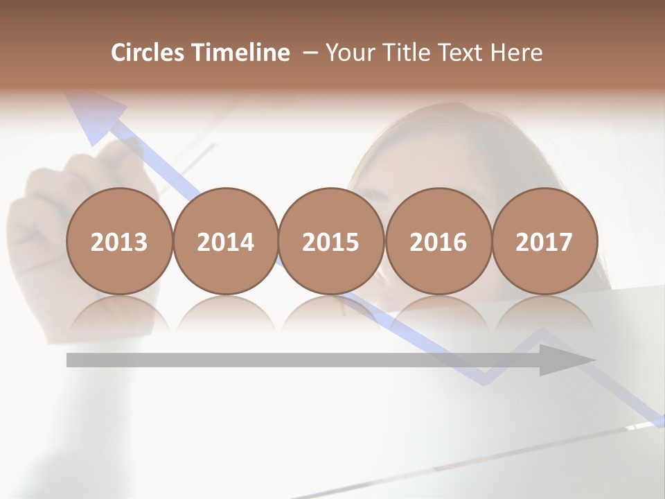 Business Woman Drawing A Graph On A Glass Window In An Office - Focus Is On Graph PowerPoint Template