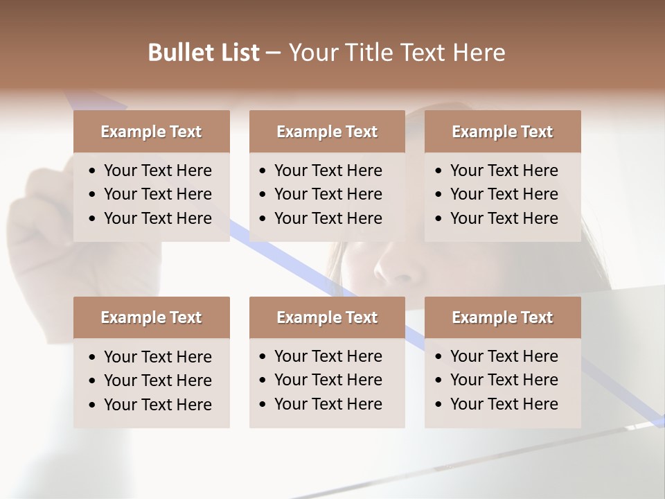 Business Woman Drawing A Graph On A Glass Window In An Office - Focus Is On Graph PowerPoint Template