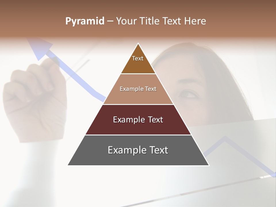Business Woman Drawing A Graph On A Glass Window In An Office - Focus Is On Graph PowerPoint Template
