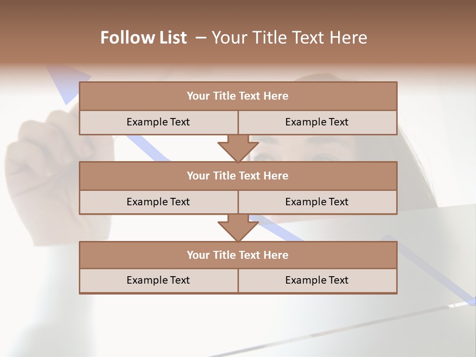 Business Woman Drawing A Graph On A Glass Window In An Office - Focus Is On Graph PowerPoint Template