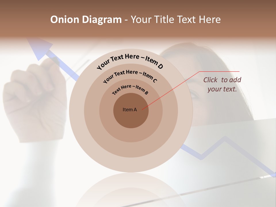 Business Woman Drawing A Graph On A Glass Window In An Office - Focus Is On Graph PowerPoint Template