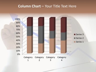 Business Woman Drawing A Graph On A Glass Window In An Office - Focus Is On Graph PowerPoint Template