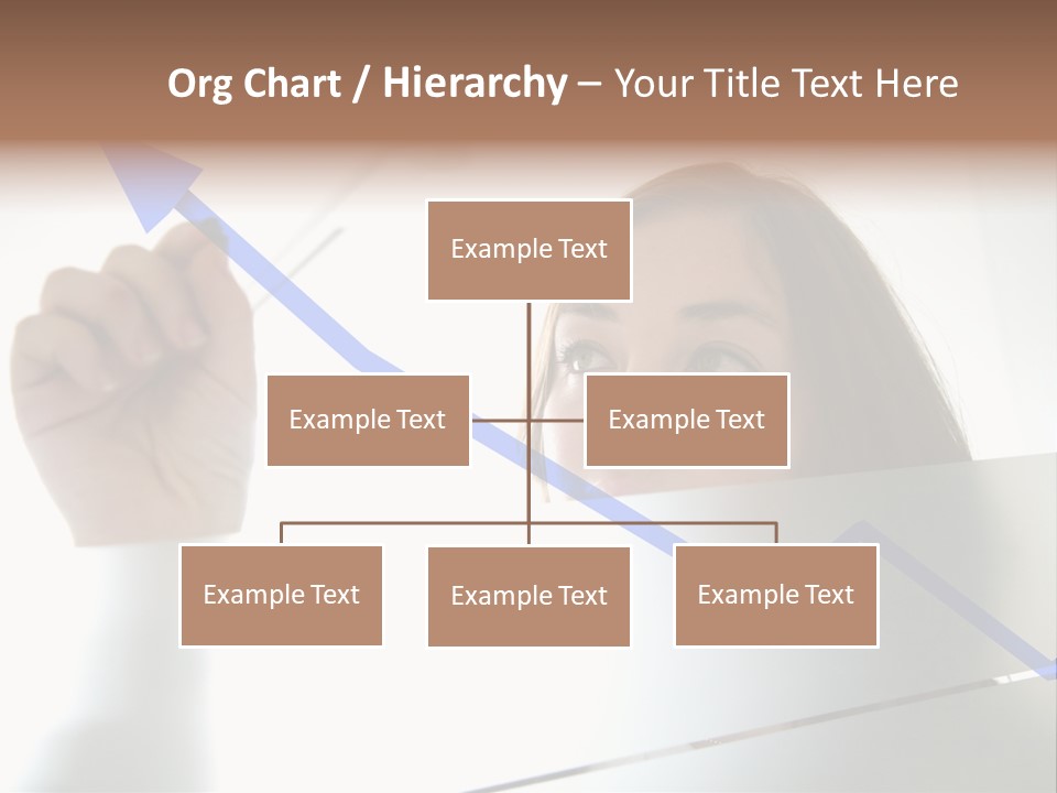 Business Woman Drawing A Graph On A Glass Window In An Office - Focus Is On Graph PowerPoint Template